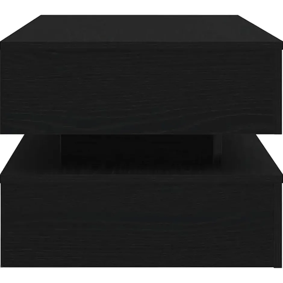 vidaXL - Rechthoekige Salontafel met LED - Zwart eiken - Hout - 90x50x40 cm