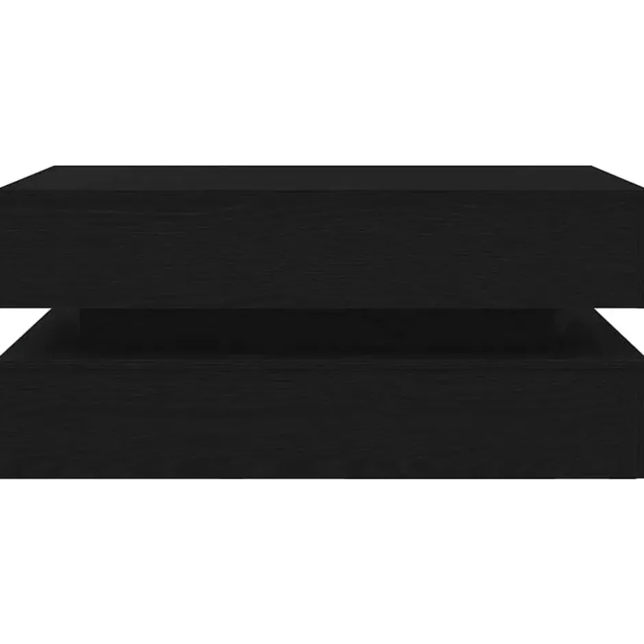 vidaXL - Rechthoekige Salontafel met LED - Zwart eiken - Hout - 90x50x40 cm