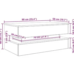 vidaXL - Rechthoekige Salontafel met LED - Zwart eiken - Hout - 90x50x40 cm