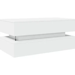 vidaXL - Rechthoekige Salontafel met LED - Wit - Bewerkt hout - 90x50x40 cm
