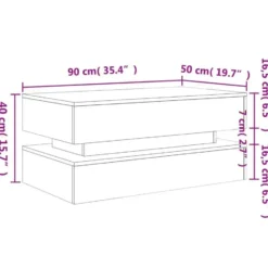 vidaXL - Rechthoekige Salontafel met LED - Wit - Bewerkt hout - 90x50x40 cm
