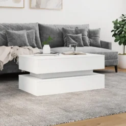vidaXL - Rechthoekige Salontafel met LED - Wit - Bewerkt hout - 90x50x40 cm