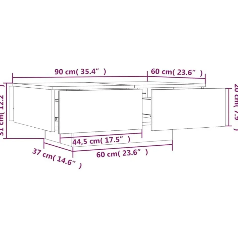 vidaXL - Salontafel - Bruin - Bewerkt hout - 90 x 60 x 31 cm