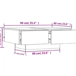 vidaXL - Salontafel - Grijs - Bewerkt hout - 90 x 60 x 31 cm
