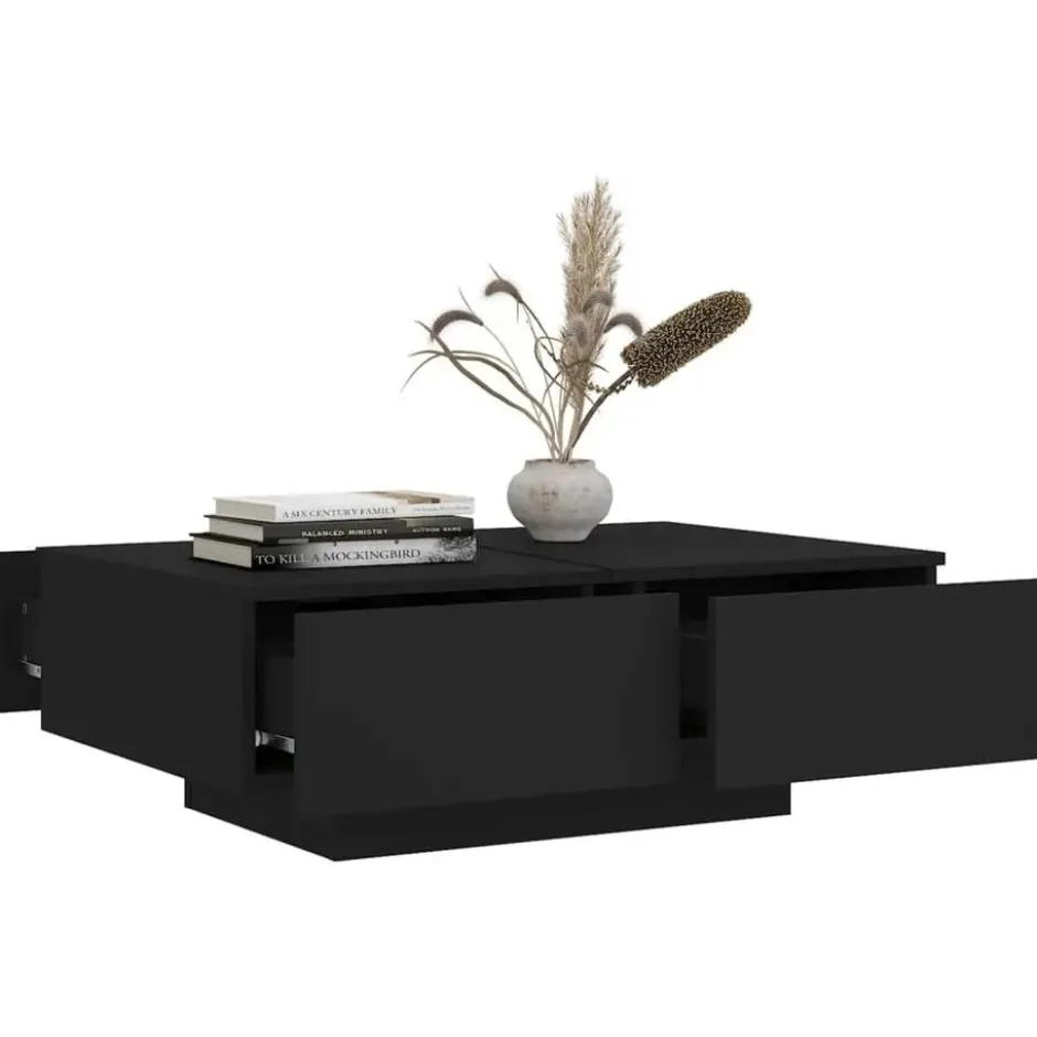vidaXL - Salontafel - Zwart - Bewerkt hout - 90 x 60 x 31 cm