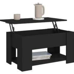 vidaXL - Salontafel - Zwart - Bewerkt hout - 79 x 49 x 41 cm