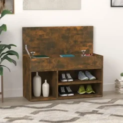 vidaXL - Schoenenbank - Bruin - Bewerkt hout