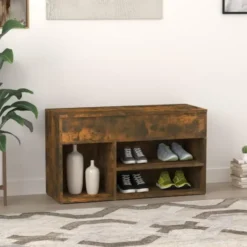 vidaXL - Schoenenbank - Bruin - Bewerkt hout