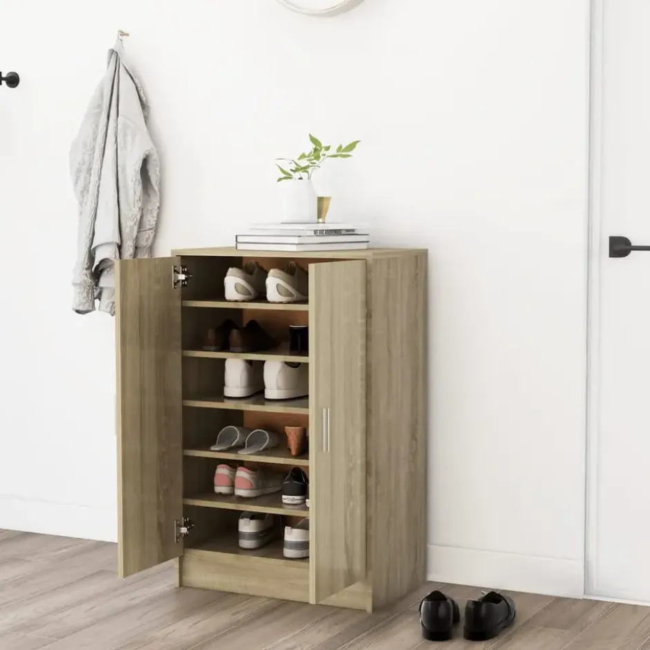 vidaXL - Schoenenkast - Bruin - Bewerkt hout - 60 x 35 x 92 cm