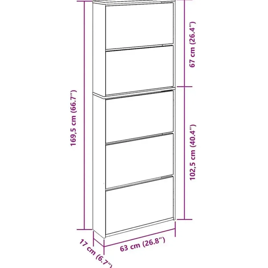 vidaXL - Schoenenkast - Bruin - Bewerkt hout