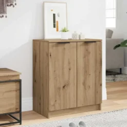 vidaXL - Schoenenkast met 2 deuren - Artisanaal eiken - Hout - 59x35x70 cm