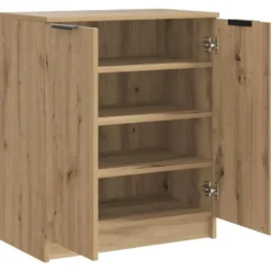 vidaXL - Schoenenkast met 2 deuren - Artisanaal eiken - Hout - 59x35x70 cm