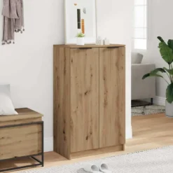vidaXL - Schoenenkast met 2 deuren - Artisanaal eiken - Hout - 59x35x100.5 cm