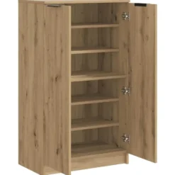 vidaXL - Schoenenkast met 2 deuren - Artisanaal eiken - Hout - 59x35x100.5 cm