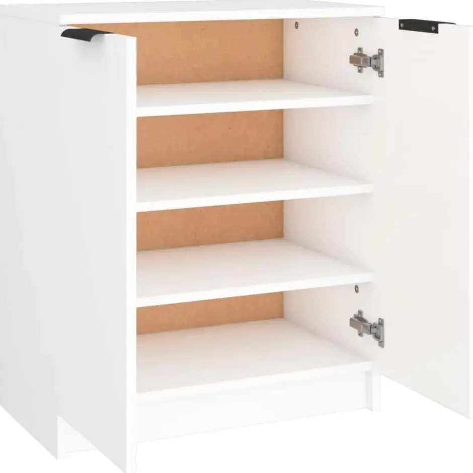 vidaXL - Schoenenkast met 2 deuren - Wit - Bewerkt hout - 59x35x70 cm