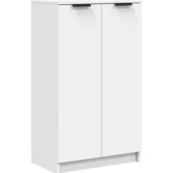 vidaXL - Schoenenkast met 2 deuren - Wit - Bewerkt hout - 59x35x100.5 cm