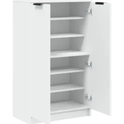 vidaXL - Schoenenkast met 2 deuren - Wit - Bewerkt hout - 59x35x100.5 cm
