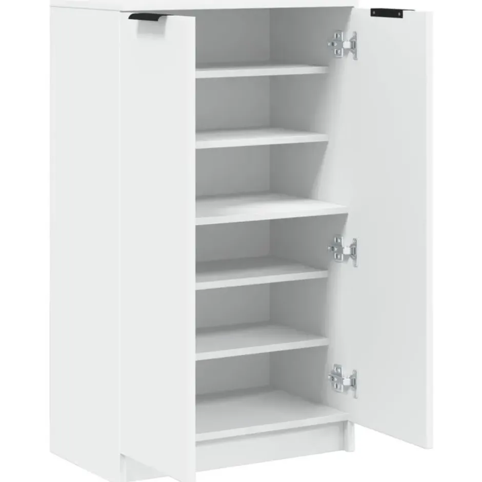 vidaXL - Schoenenkast met 2 deuren - Wit - Bewerkt hout - 59x35x100.5 cm