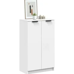 vidaXL - Schoenenkast met 2 deuren - Wit - Bewerkt hout - 59x35x100.5 cm