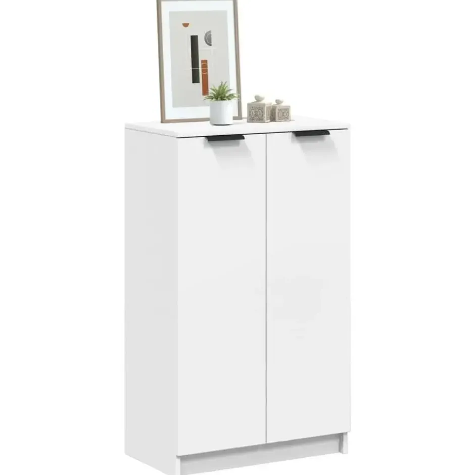 vidaXL - Schoenenkast met 2 deuren - Wit - Bewerkt hout - 59x35x100.5 cm