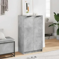 vidaXL - Schoenenkast met 2 deuren - Betongrijs - Bewerkt hout - 59x35x100.5 cm