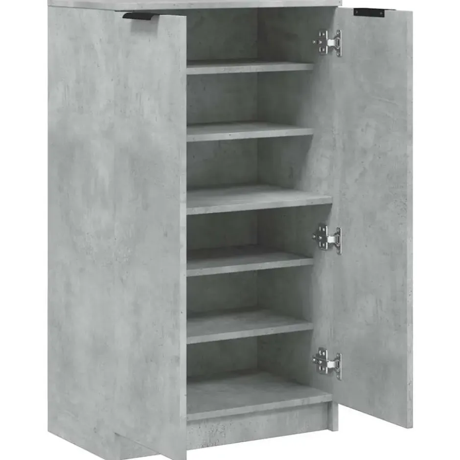 vidaXL - Schoenenkast met 2 deuren - Betongrijs - Bewerkt hout - 59x35x100.5 cm