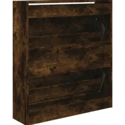 vidaXL - Schoenenkast met 2 kleppen - Gerookt eiken - Hout - 80x21x87.5 cm