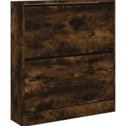 vidaXL - Schoenenkast met 2 kleppen - Gerookt eiken - Hout - 80x21x87.5 cm