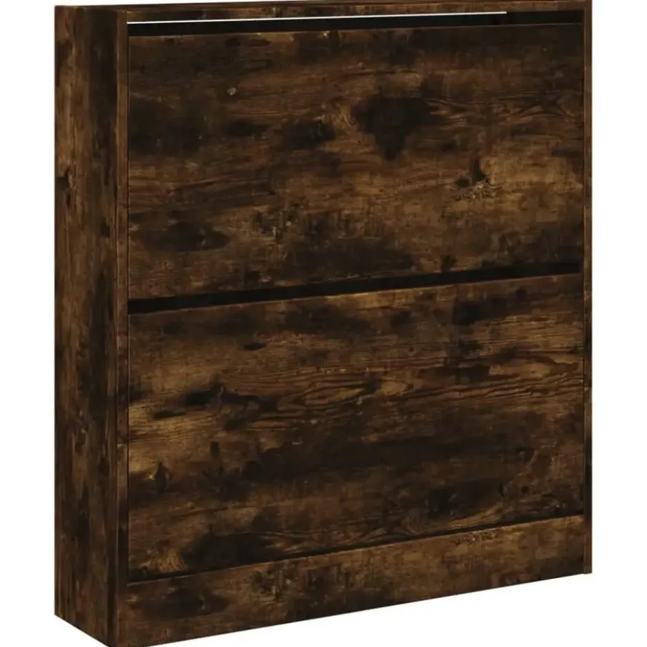 vidaXL - Schoenenkast met 2 kleppen - Gerookt eiken - Hout - 80x21x87.5 cm
