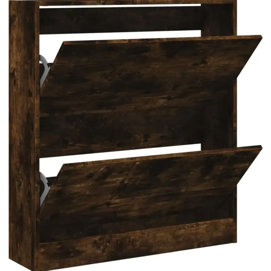 vidaXL - Schoenenkast met 2 kleppen - Gerookt eiken - Hout - 80x21x87.5 cm