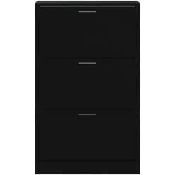 vidaXL - Schoenenkast met 3 kleppen - Zwart - Bewerkt hout - 63x24x103 cm