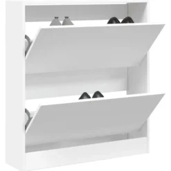 vidaXL - Schoenenkast met 2 kleppen - Wit - Bewerkt hout - 80x21x87.5 cm