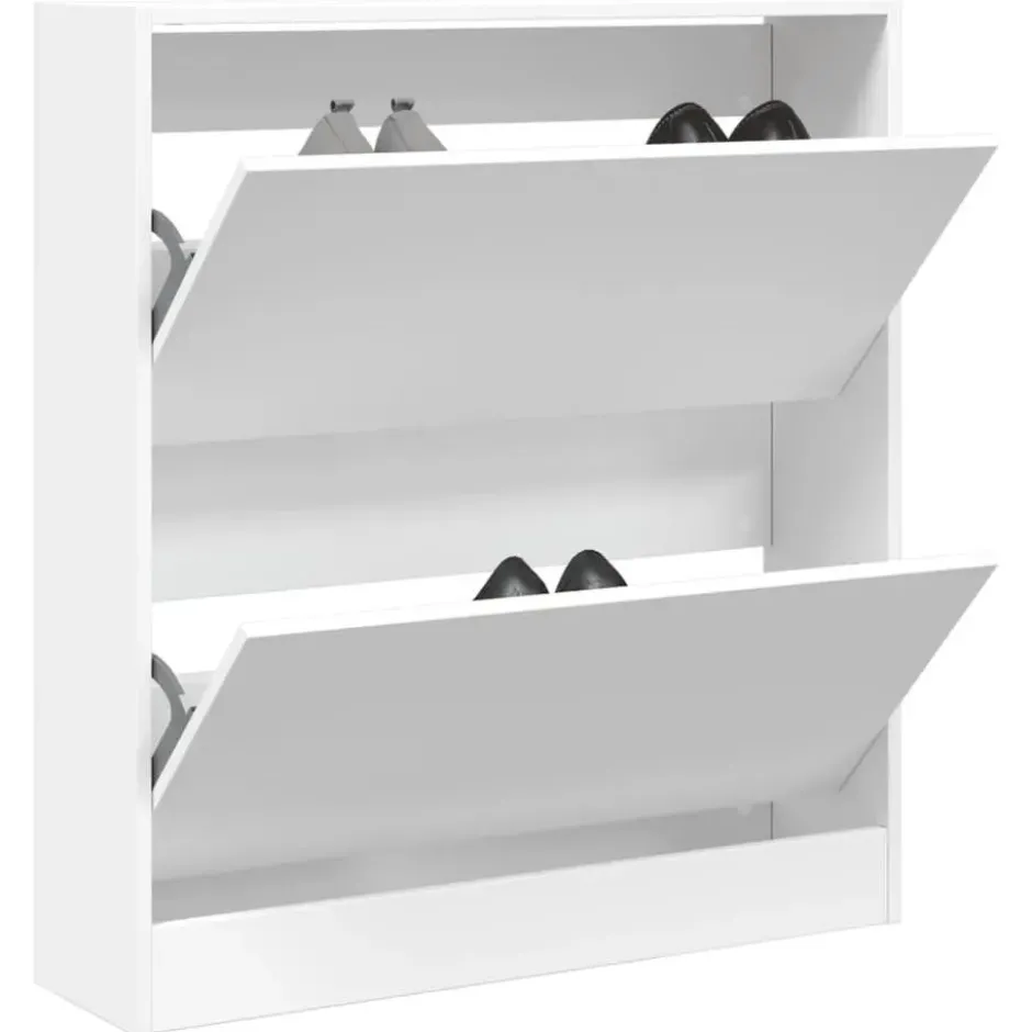 vidaXL - Schoenenkast met 2 kleppen - Wit - Bewerkt hout - 80x21x87.5 cm