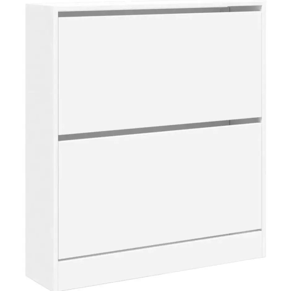 vidaXL - Schoenenkast met 2 kleppen - Wit - Bewerkt hout - 80x21x87.5 cm