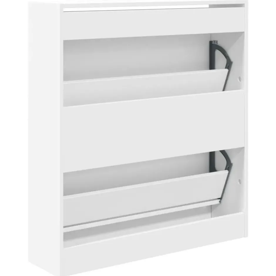 vidaXL - Schoenenkast met 2 kleppen - Wit - Bewerkt hout - 80x21x87.5 cm