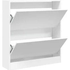 vidaXL - Schoenenkast met 2 kleppen - Wit - Bewerkt hout - 80x21x87.5 cm