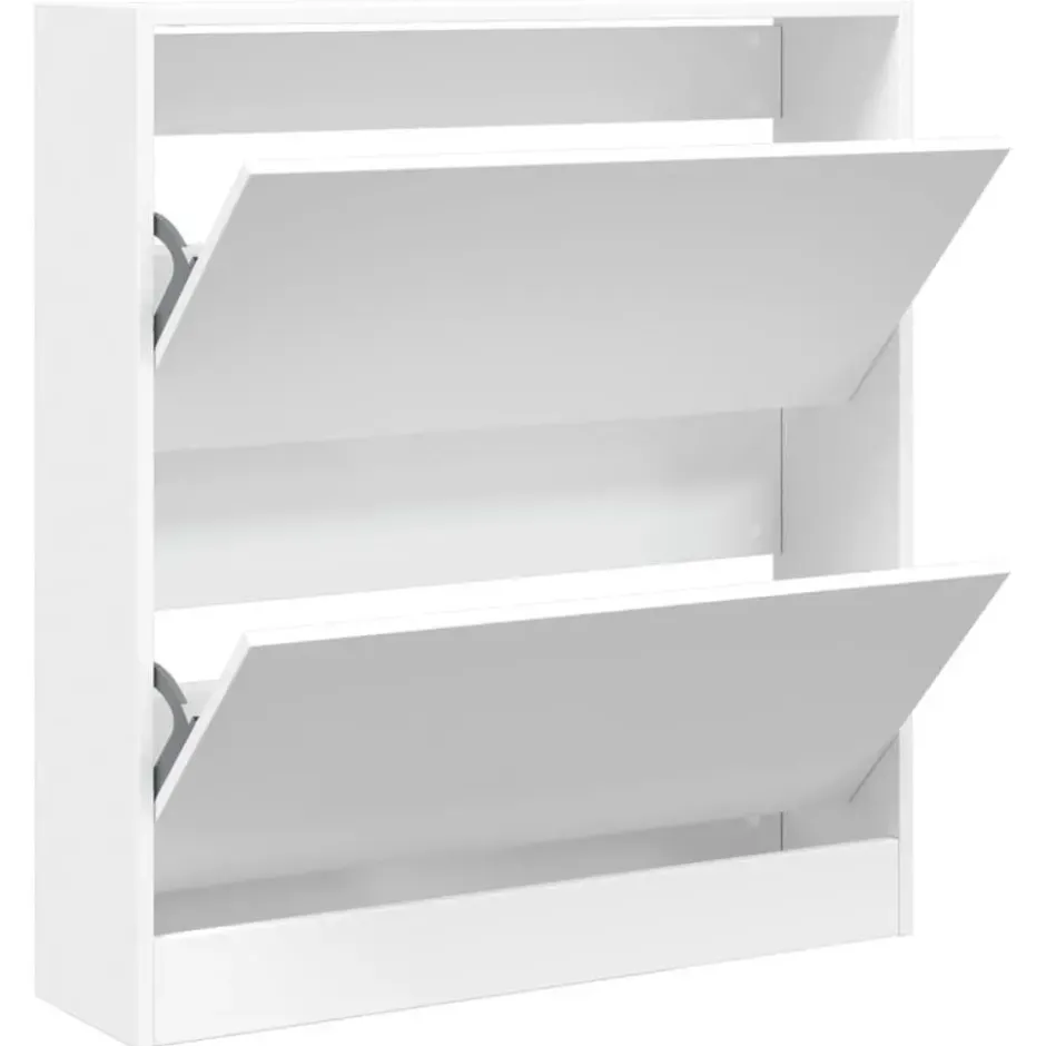 vidaXL - Schoenenkast met 2 kleppen - Wit - Bewerkt hout - 80x21x87.5 cm