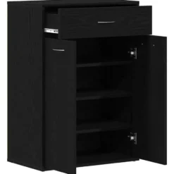 vidaXL - Schoenenkast met 1 lade en 2 deuren - Zwart eiken - Hout - 60x35x84 cm
