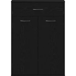 vidaXL - Schoenenkast met 1 lade en 2 deuren - Zwart eiken - Hout - 60x35x84 cm