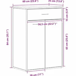 vidaXL - Schoenenkast met 1 lade en 2 deuren - Zwart eiken - Hout - 60x35x84 cm
