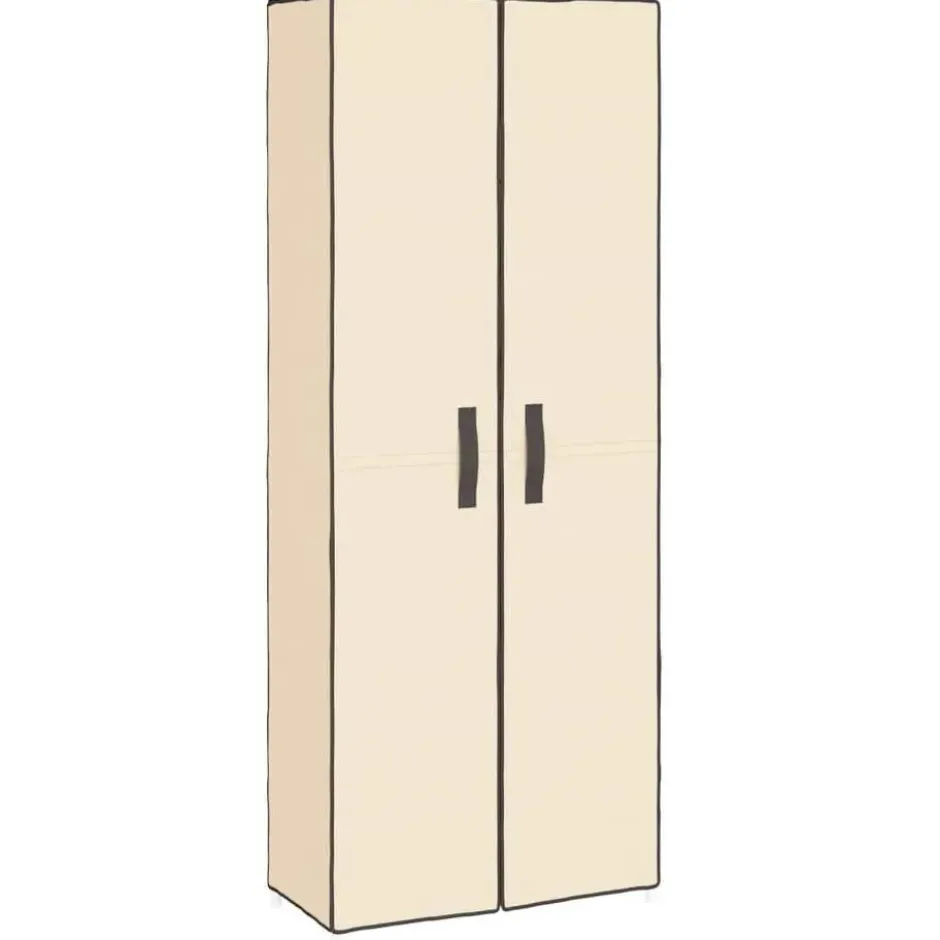 vidaXL - Schoenenkast met stoffen deuren - 18 paar - Crème - 60x30x166 cm