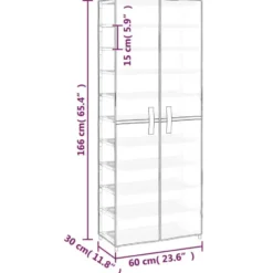 vidaXL - Schoenenkast met stoffen deuren - 18 paar - Crème - 60x30x166 cm