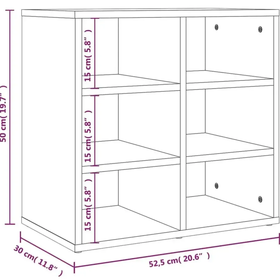 vidaXL - Schoenenkast met 6 vakken - Sonoma eiken - Bewerkt hout - 52.5x30x50 cm