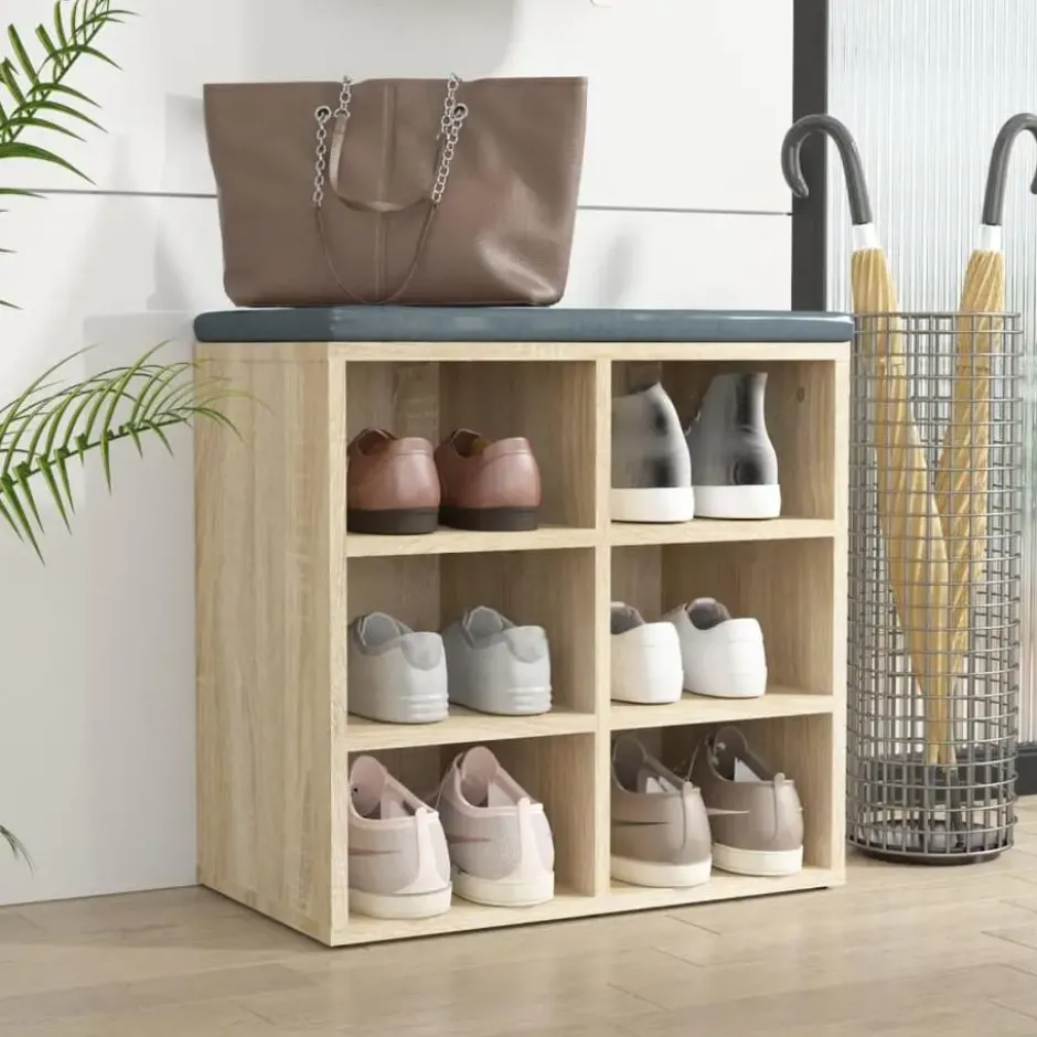 vidaXL - Schoenenkast met 6 vakken - Sonoma eiken - Bewerkt hout - 52.5x30x50 cm