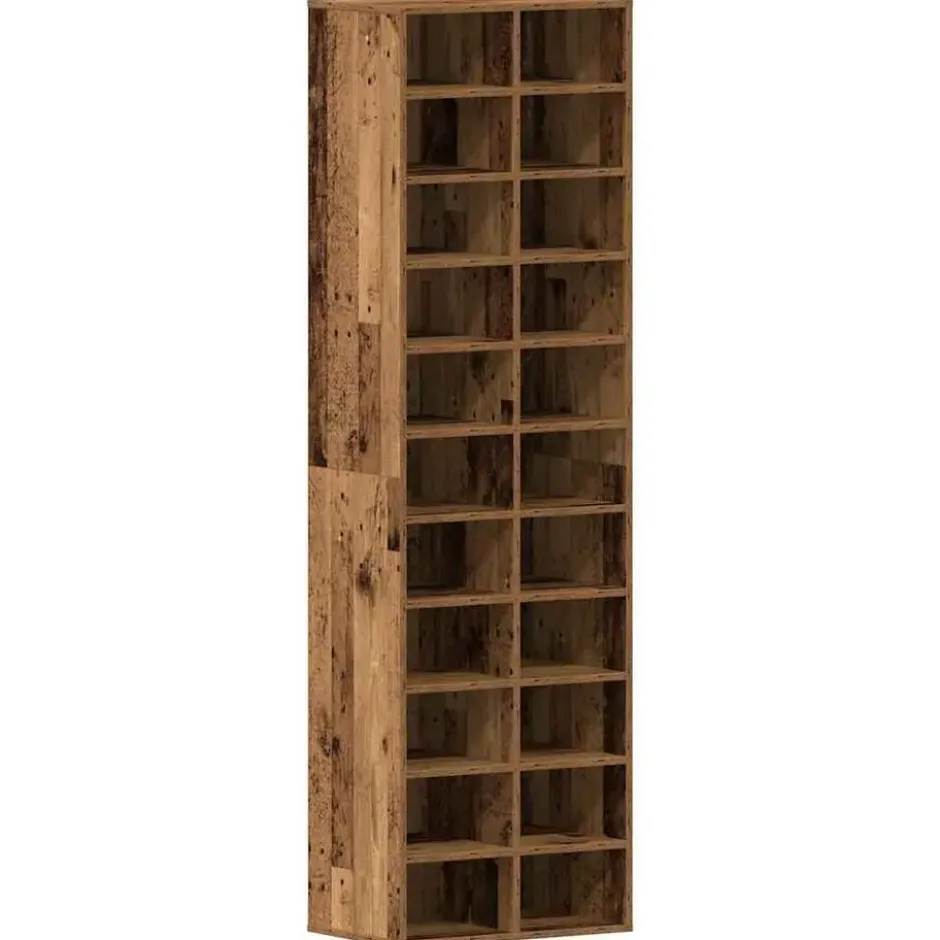 vidaXL - Schoenenkast - Oud hout - Bewerkt hout - 22 paar - 54x34x183 cm