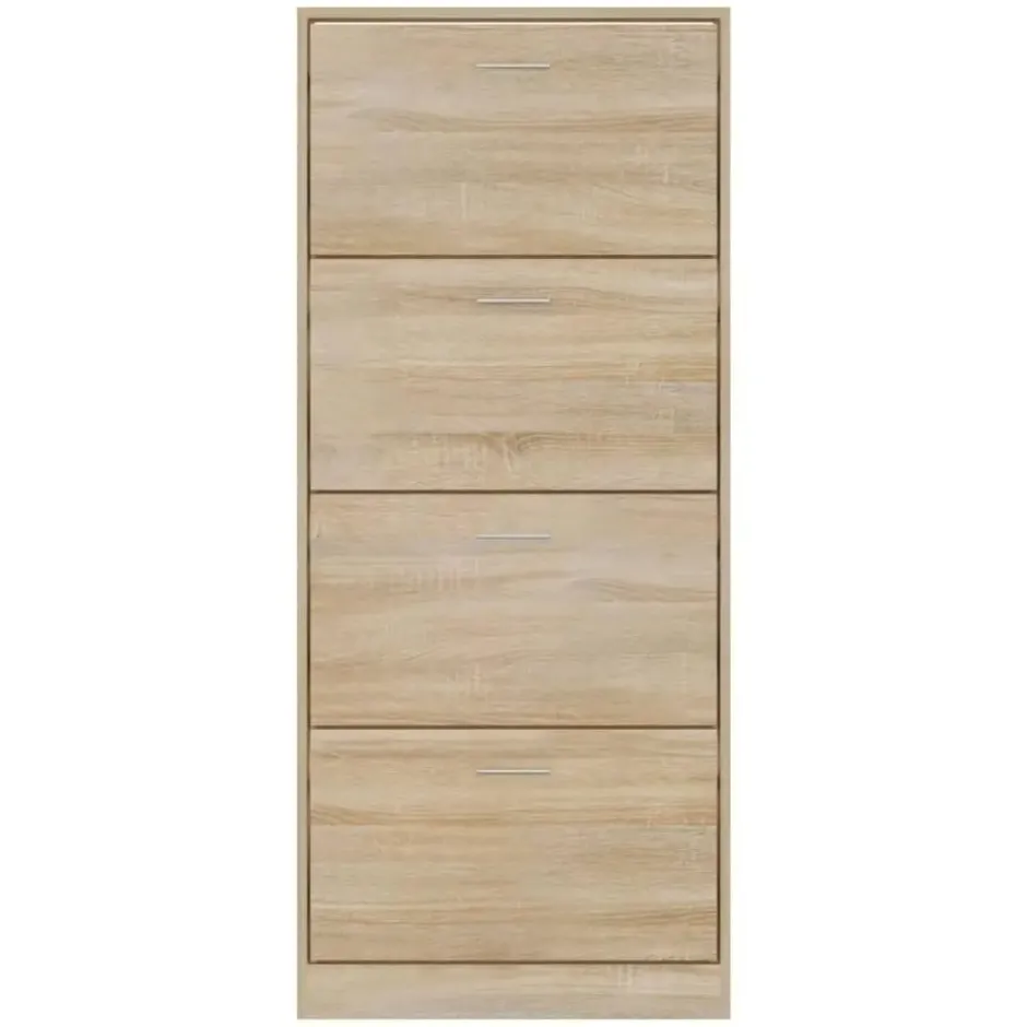 vidaXL - Schoenenkast 8 paar met 4 kleppen - Sonoma eiken - Hout - 63x24x147 cm