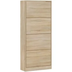 vidaXL - Schoenenkast 8 paar met 4 kleppen - Sonoma eiken - Hout - 63x24x147 cm