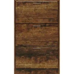 vidaXL - Schoenenkast 6 paar met 3 kleppen - Gerookt eiken - Hout - 63x24x103 cm