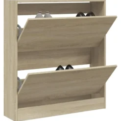 vidaXL - Schoenenkast 6 paar met 2 kleppen - Sonoma eiken - Hout - 80x21x87.5 cm
