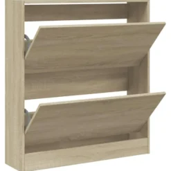 vidaXL - Schoenenkast 6 paar met 2 kleppen - Sonoma eiken - Hout - 80x21x87.5 cm